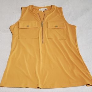 Sunflower Yellow Michael Kors Zip Sleeveless Top